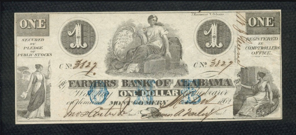 Montgomery Alabama $1 1862 Obsolete Front