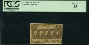 FR 1281 $0.25 1st Issue fractionals Front