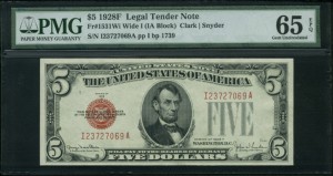 FR 1531Wi 1928F $5 Legal Tender Notes Front