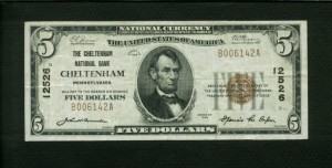 1800-1 Cheltenham, Pennsylvania $5 1929 Nationals Front