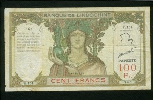 Tahiti $100 Francs 1939-65 World Notes Front