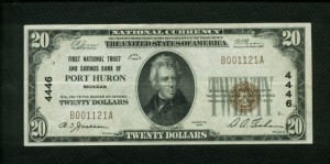 1802-1 Port Huron, Michigan $20 1929 Nationals Front