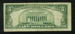 1800-2 Mount Joy, Pennsylvania $5 1929II Nationals Back