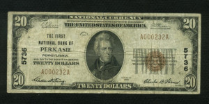 1802-1 Perkasie, Pennsylvania $20 1929 Nationals Front
