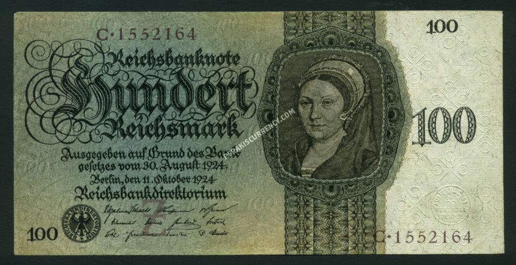 Germany $100 Reichsmark 1924 World Notes Front