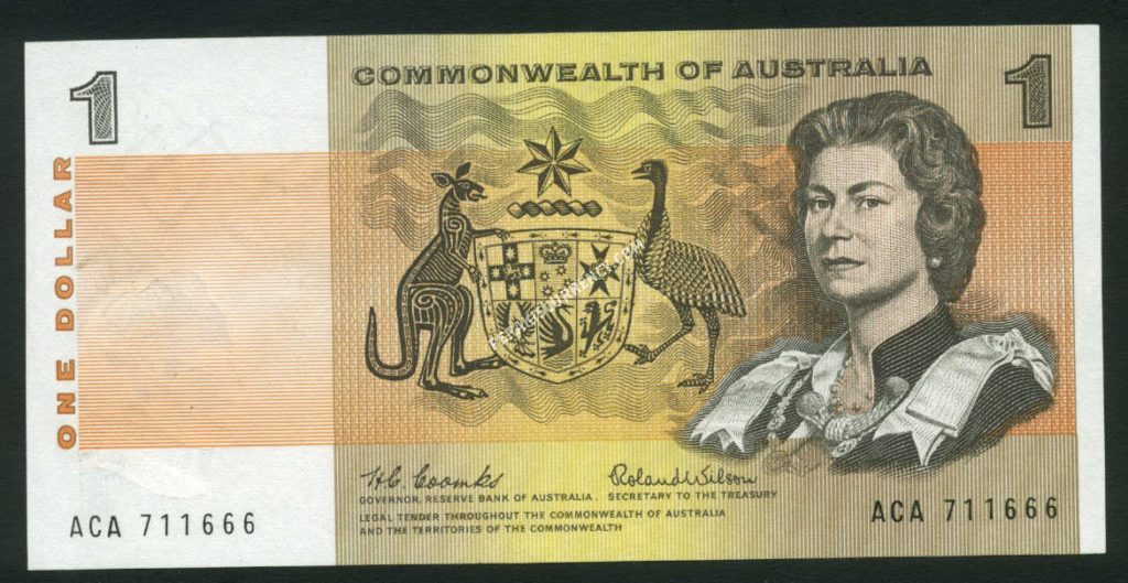 Australia $1 Dollar 1966-72 World Notes Front