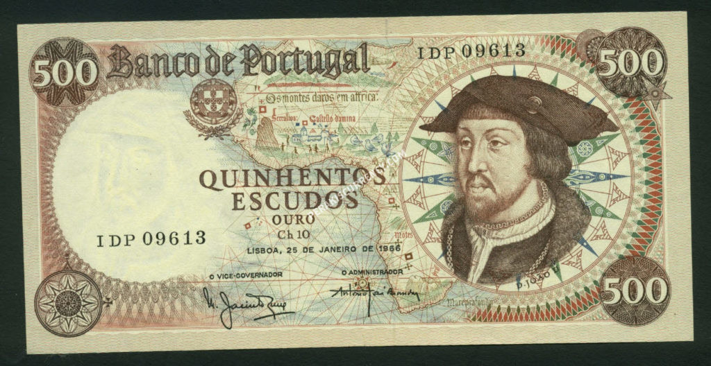 Portugal $500 Escudos 1966 World Notes Front