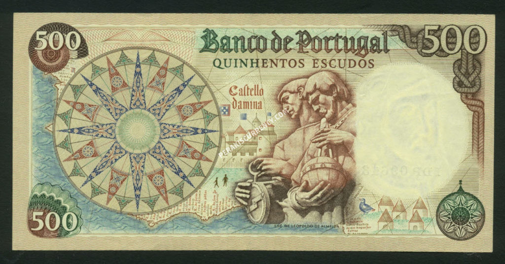 Portugal $500 Escudos 1966 World Notes Back