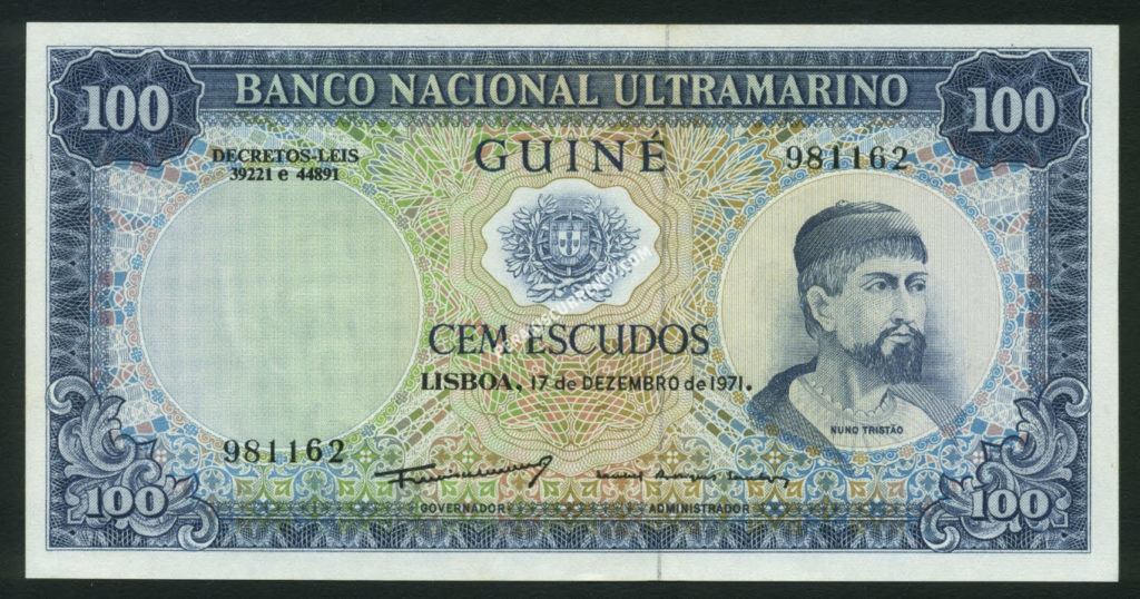 Portuguese Guinea $100 Escudos 1971 World Notes Front