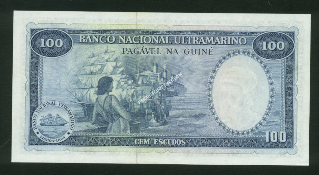 Portuguese Guinea $100 Escudos 1971 World Notes Back