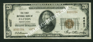 1802-2 Patton, Pennsylvania $20 1929II Nationals Front