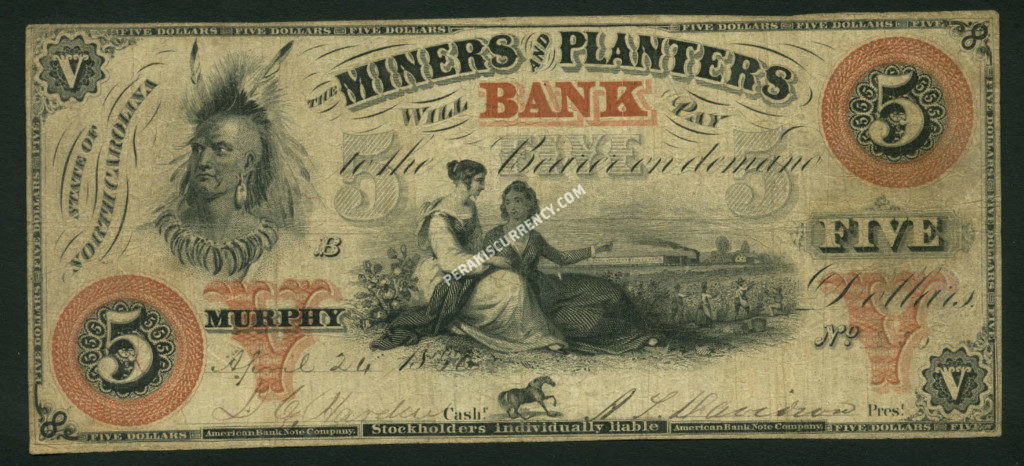 Murphy North Carolina $5 April 26, 1860 Obsolete Front