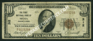 1801-1 Media, Pennsylvania $10 1929 Nationals Front