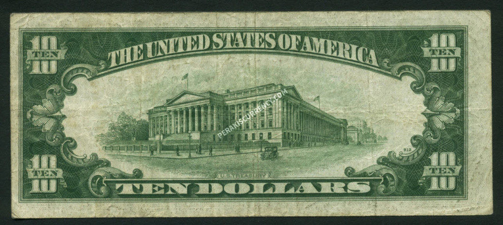 FR 1702 1934A $10 Silver Certificates Back