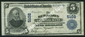 606 Kutztown, Pennsylvania $5 1902 Nationals Front