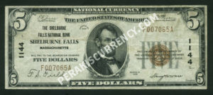 1800-1 Shelburne Falls, Massachusetts $5 1929 Nationals Front