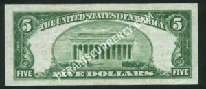 1800-2 Shelburne Falls, Massachusetts $5 1929II Nationals Back