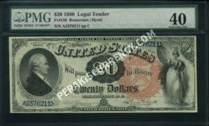 Legal Tender 136 1880 $20 typenote Front