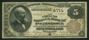 472 Pottstown, Pennsylvania $5 1882BB Nationals Front