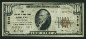 1801-2 Ashland, Pennsylvania $10 1929II Nationals Front