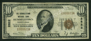 1801-1 Hummelstown, Pennsylvania $10 1929 Nationals Front