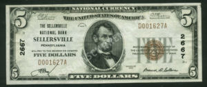 1800-1 Sellersville, Pennsylvania $5 1929 Nationals Front
