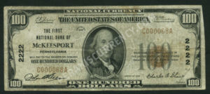 1804-1 McKeesport, Pennsylvania $100 1929 Nationals Front