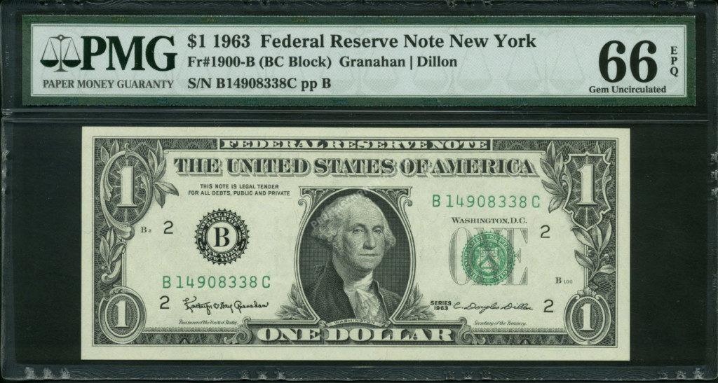 FR 1900-B 1963 $1 FRN Front
