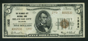 1800-2 Delaware City, Delaware $5 1929II Nationals Front