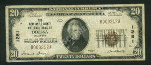 1802-1 Odessa, Delaware $20 1929 Nationals Front
