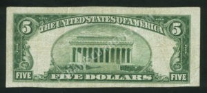 1800-1 Smyrna, Delaware $5 1929 Nationals Back