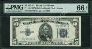 FR 1654Wi 1934D $5 Silver Certificates Front