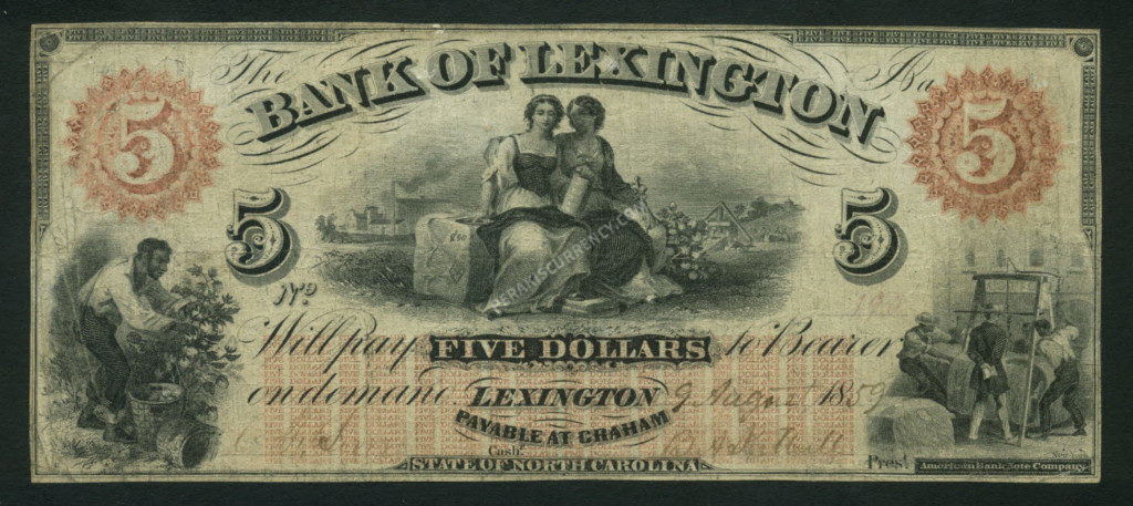 Lexington North Carolina $5 1859 Obsolete Front
