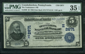 590 Conshohocken, Pennsylvania $5 1902DB Nationals Front