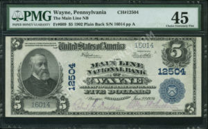 609 Wayne, Pennsylvania $5 1902 Nationals Front