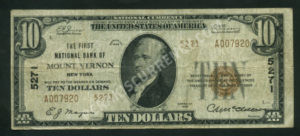 1801-2 Mount Vernon, New York $10 1929II Nationals Front
