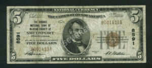 1800-1 Smethport, Pennsylvania $5 1929 Nationals Front