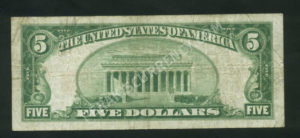 1800-1 Smethport, Pennsylvania $5 1929 Nationals Back