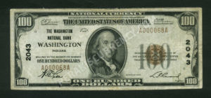 1804-1 Washington, Indiana $100 1929 Nationals Front