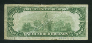 1804-1 Washington, Indiana $100 1929 Nationals Back