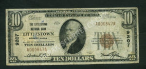1801-1 Littlestown, Pennsylvania $10 1929 Nationals Front