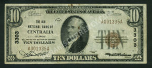 1801-1 Centralia, Illinois $10 1929 Nationals Front