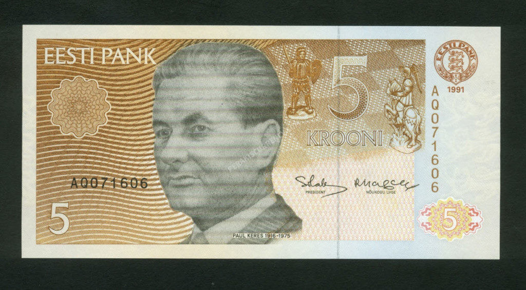 Estonia $5 Krooni 1991 World Notes Front
