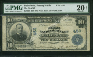 624 Bellefonte, Pennsylvania $10 1902 Nationals Front