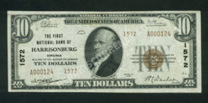 1801-2 Harrisonburg, Virginia $10 1929II Nationals Front