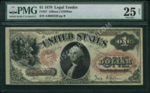 Legal Tender 27 1878 $1 typenote Front