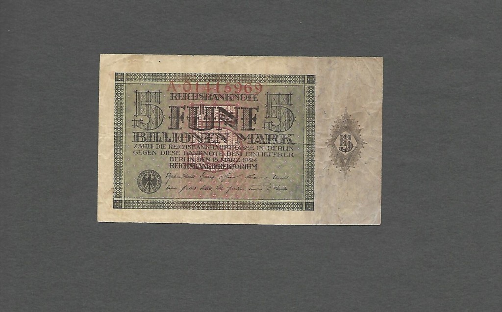 Germany $5 Billionen Mark 1924 World Notes Front