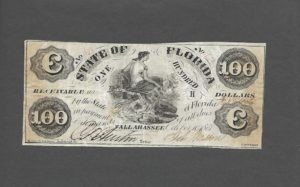 Tallahassee Florida $100 1861 Obsolete Front