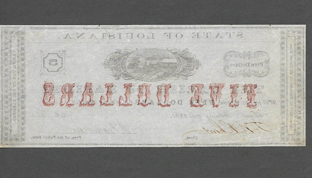 Alexandria Louisiana $5 1862 Obsolete Back