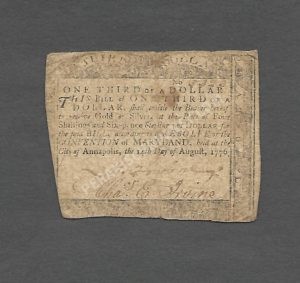 Maryland 1/3 Dollar 8/14/1776 Colonial Front